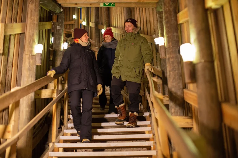 Group photo of visitors enjoying the Amethyst Mine experience in Finland